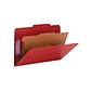 Smead Pressboard Classification Folders with SafeSHIELD Fasteners, Legal Size, 1 Divider, Bright Red, 10/Box (18731)