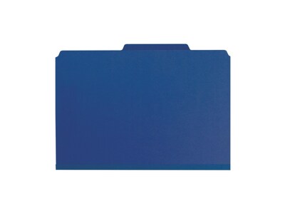 Smead Pressboard Classification Folders with SafeSHIELD Fasteners, Legal Size, 1 Divider, Dark Blue,