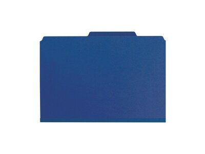 Smead Pressboard Classification Folders with SafeSHIELD Fasteners, Legal Size, 1 Divider, Dark Blue, 10/Box (18732)