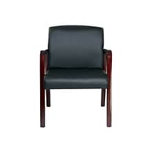 Alera Reception Lounge Leather Guest Chair, Black/Mahogany (ALERL4319M)