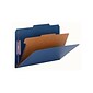 Smead Pressboard Classification Folders with SafeSHIELD Fasteners, Legal Size, 1 Divider, Dark Blue, 10/Box (18732)