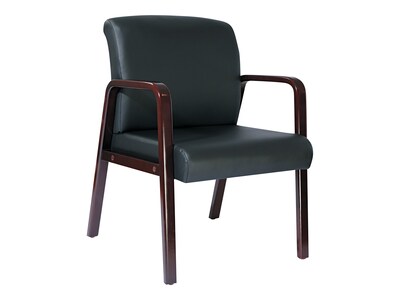 Alera Reception Lounge Leather Guest Chair, Black/Mahogany (ALERL4319M)