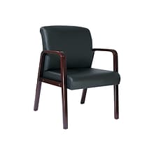 Alera Reception Lounge Leather Guest Chair, Black/Mahogany (ALERL4319M)