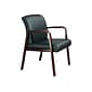 Alera Reception Lounge Leather Guest Chair, Black/Mahogany (ALERL4319M)