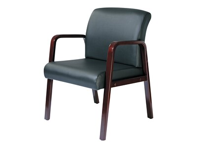 Alera Reception Lounge Leather Guest Chair, Black/Mahogany (ALERL4319M)