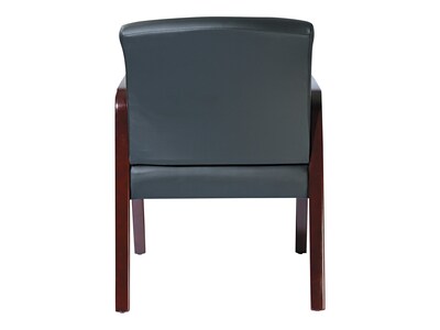 Alera Reception Lounge Leather Guest Chair, Black/Mahogany (ALERL4319M)