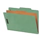 Smead Pressboard Classification Folders with SafeSHIELD Fasteners, 2" Expansion, Legal Size, 1 Divider, Green, 10/Box (18733)
