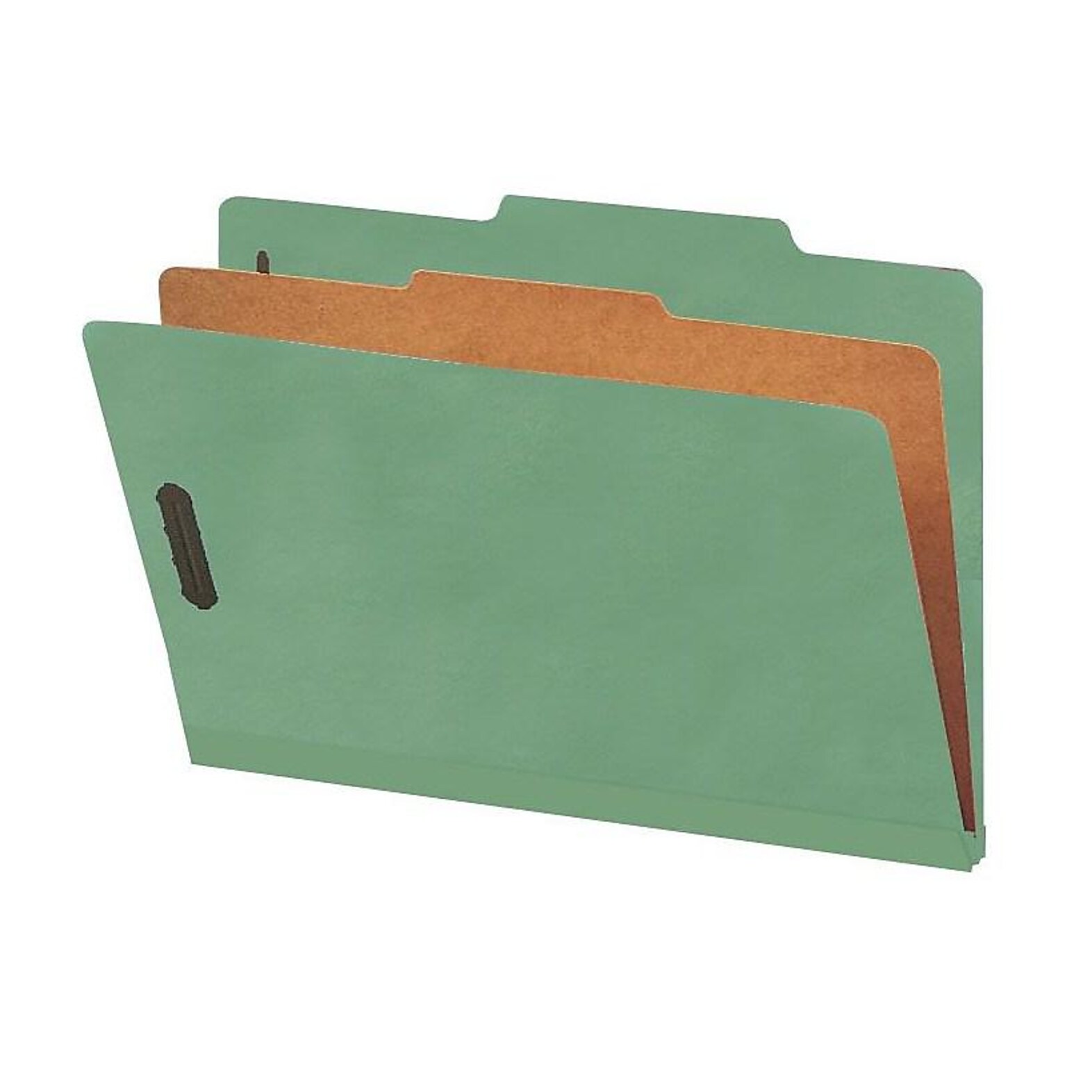 Smead Pressboard Classification Folders with SafeSHIELD Fasteners, 2 Expansion, Legal Size, 1 Divider, Green, 10/Box (18733)