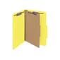 Smead Pressboard Classification Folders with SafeSHIELD Fasteners, 2" Expansion, Legal Size, 1 Divider, Yellow, 10/Box (18734)