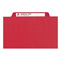 Smead Pressboard Classification Folders with SafeSHIELD Fasteners, Legal Size, 3 Dividers, Red, 10/Box (19095)