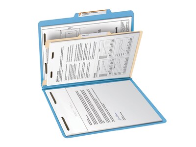 Smead Heavy Duty Classification Folders, 2" Expansion, Letter Size, 1 Divider, Blue, 10/Box (13701)
