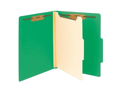 Smead Heavy Duty Classification Folders, 2" Expansion, Letter Size, 1 Divider, Green, 10/Box (13702)