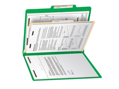 Smead Heavy Duty Classification Folders, 2" Expansion, Letter Size, 1 Divider, Green, 10/Box (13702)