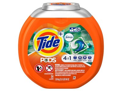 Tide PODS with Febreze, Liquid Laundry Detergent Pacs, Botanical Rain, 54 count (91618)