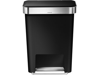 simplehuman Indoor Step Trash Can, Black Plastic, 12 Gal. (CW1385)