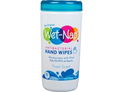 Wet-Nap Antibacterials Hand Wipe Wipes, Fresh Scent, 40/Pack (P11640TK/P11654)