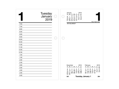 2019 AT-A-GLANCE 6H x 3.5WRefill Calendar, Recycled, White (E717R5019)