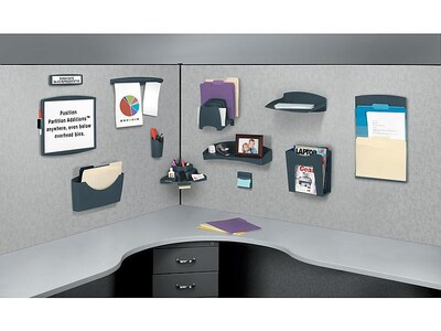 Fellowes Partition Additions Graphite Dry-Erase Whiteboard, Plastic Frame, 1' x 1' (75905)