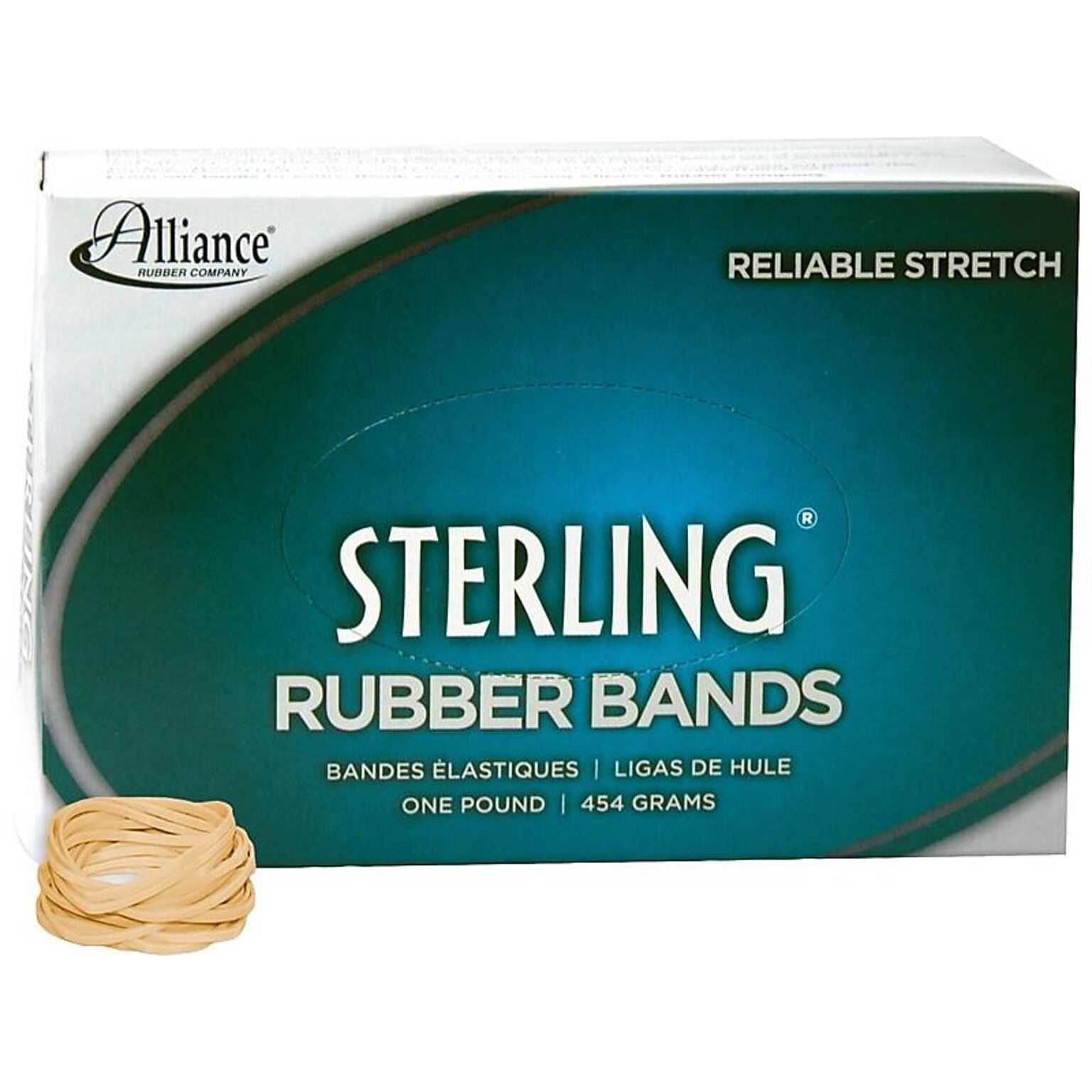 Alliance Rubber Sterling Multi-Purpose #12 Rubber Bands, 1.75 x 0.0625, Natural Crepe, 3400/Pack (24125)