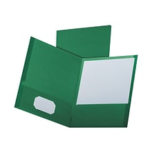 Oxford Linen 2-Pocket Portfolio Folders, Hunter Green, 25/Box (53434EE)