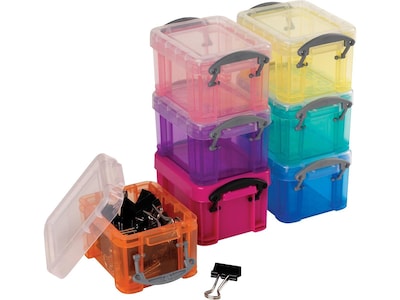 Really Useful Box 0.14 Liter Snap Lid Storage Bin, Assorted Colors (0.14L ASS)