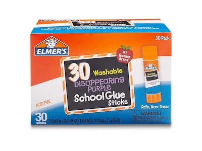 Elmers School Glue Sticks, 0.24 oz., Purple, 30/Pack (2159542)