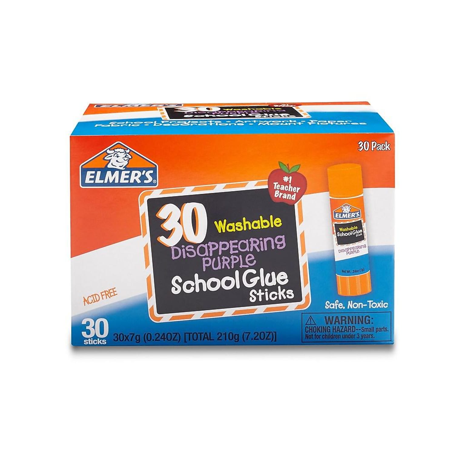 Elmers School Glue Sticks, 0.24 oz., Purple, 30/Pack (2159542)