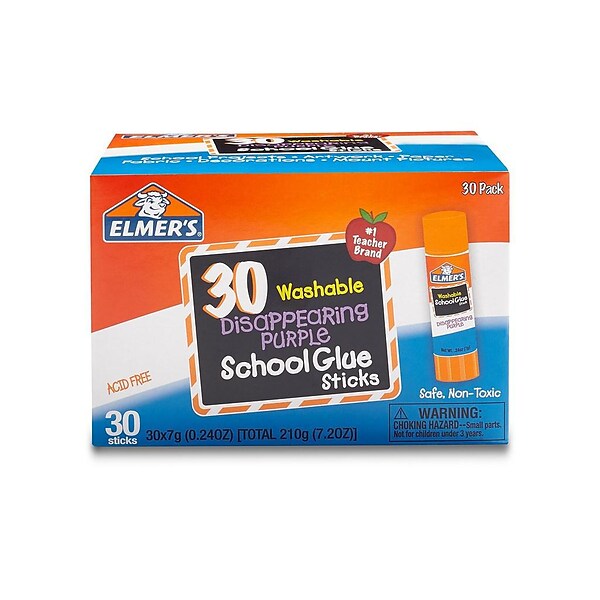 Elmers School Glue Sticks, 0.24 oz., Purple, 30/Pack (2159542)