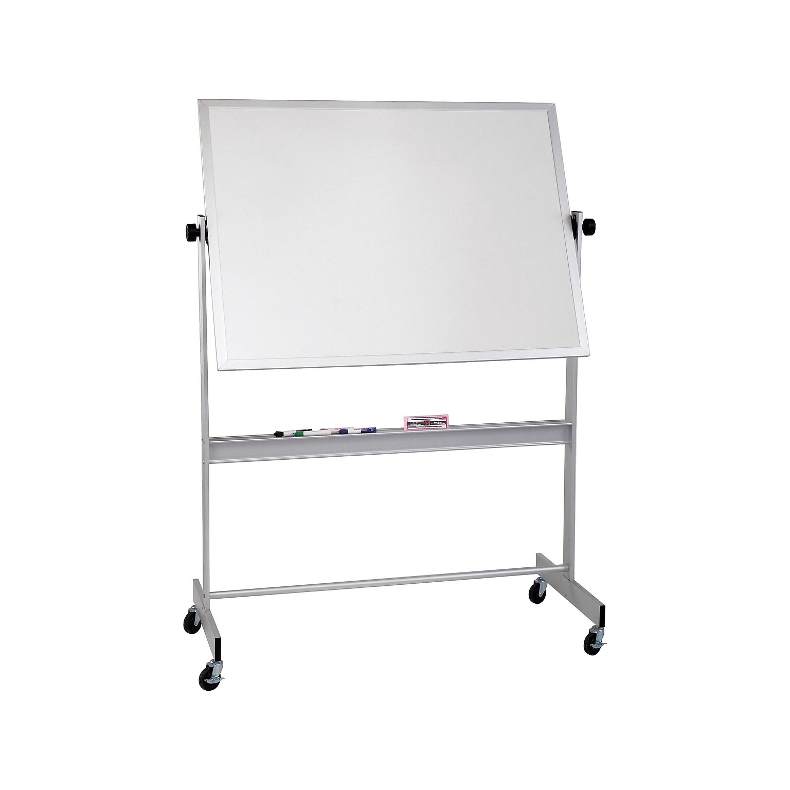 Best-Rite Double Sided Magnetic Porcelain Mobile Dry-Erase Whiteboard, Easel, Anodized Aluminum Frame, 6 x 4 (668AG-DD)