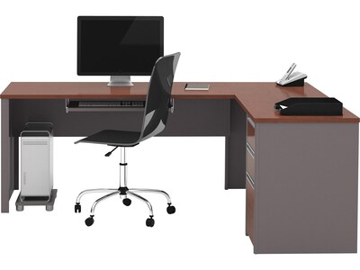 Bestar Connexion 71 L-Shaped Desk, Bordeaux/Slate, (93880-39)