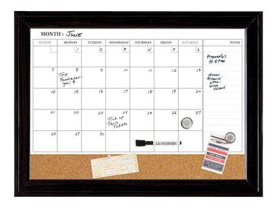 Quartet Magnetic Cork & Dry Erase Calendar Whiteboard, Espresso Frame, 2 x 1.5 (79275)