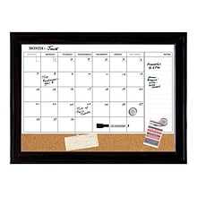 Quartet Magnetic Cork & Dry Erase Calendar Whiteboard, Espresso Frame, 2 x 1.5 (79275)