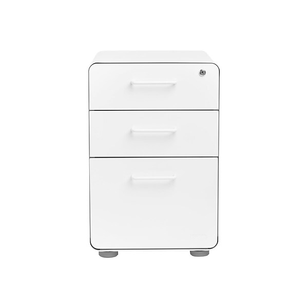 Poppin Stow 3-Drawer Vertical File Cabinet, Mobile/Pedestal, White, Letter/Legal, 20D (100425)