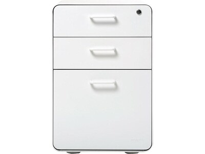 Poppin White 3-Drawer Stow Locking Filing Cabinet