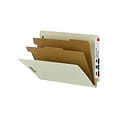 Smead End Tab Pressboard Classification Folders with SafeSHIELD Fasteners, Letter Size, Gray/Green,