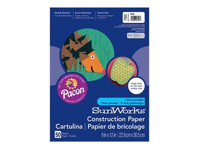 SunWorks 9"W x 12"L Construction Paper, Violet, 50/Pack (7203)