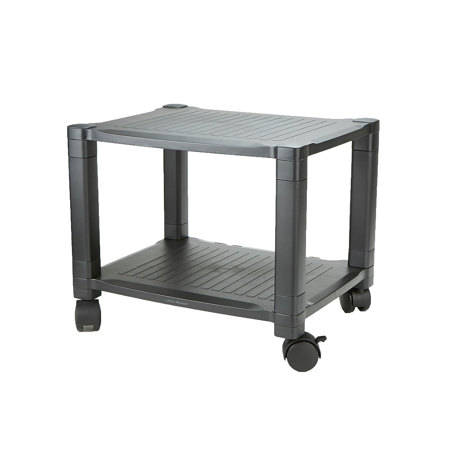Mind Reader Anchor Collection 2-Shelf Plastic/Poly Mobile Utility Cart with Swivel Wheels, Black (PRCARTSM-BLK)