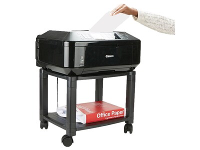 Mind Reader Anchor Collection 2-Shelf Plastic/Poly Mobile Utility Cart with Swivel Wheels, Black (PRCARTSM-BLK)