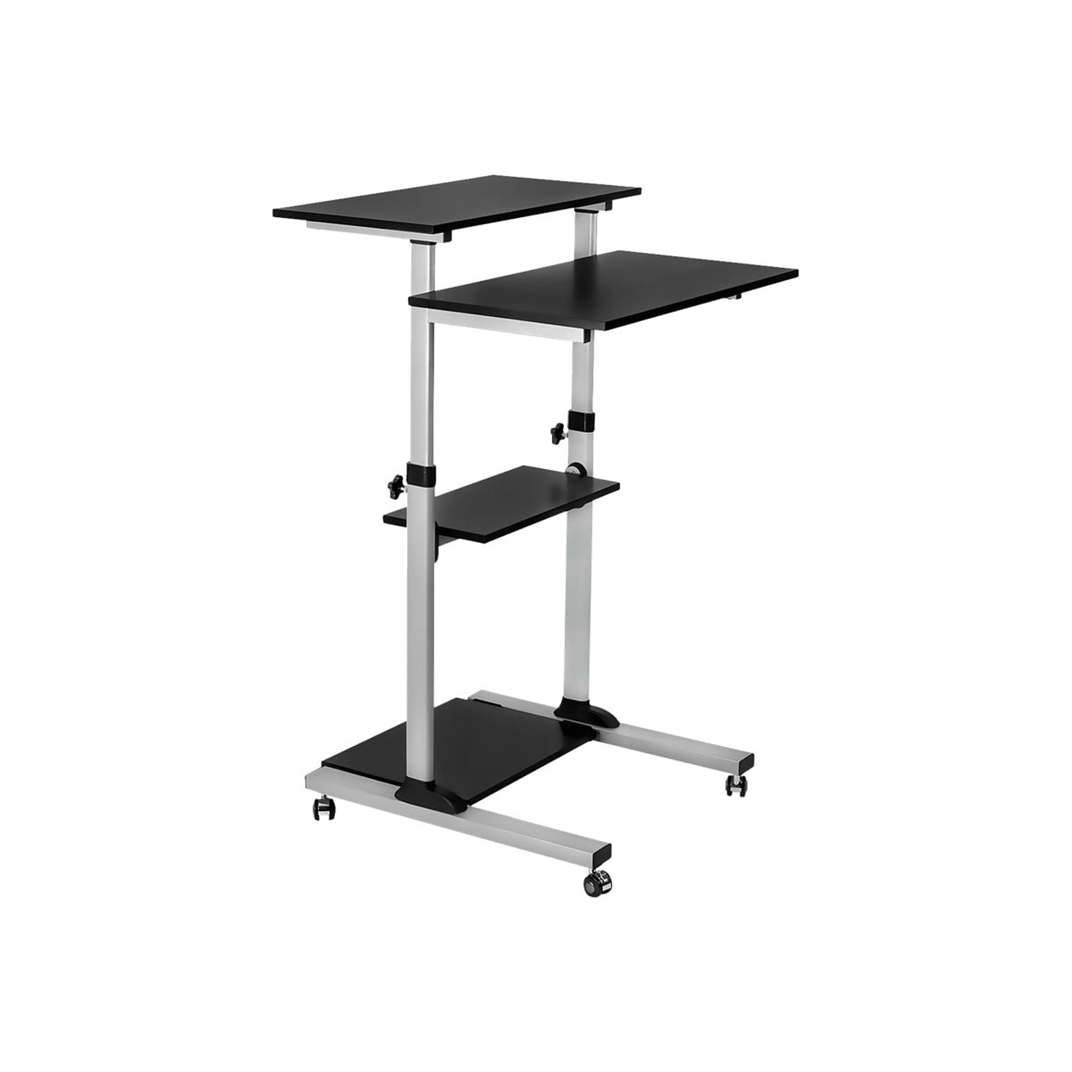 Mount-It! 27.5 W Mobile Height Adjustable Desk, Silver, Plastic/Steel (MI-7940)