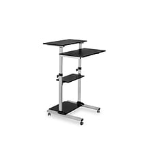Mount-It! 27.5 W Mobile Height Adjustable Desk, Silver, Plastic/Steel (MI-7940)