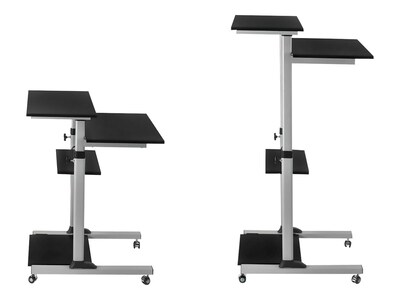 Mount-It! 27.5" W Mobile Height Adjustable Desk, Silver, Plastic/Steel (MI-7940)