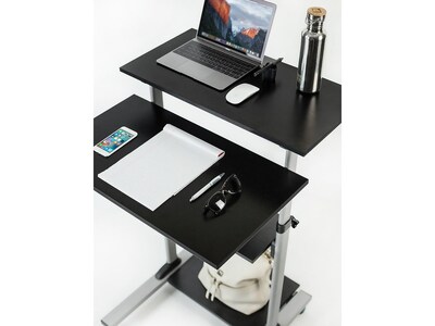 Mount-It! 27.5" W Mobile Height Adjustable Desk, Silver, Plastic/Steel (MI-7940)