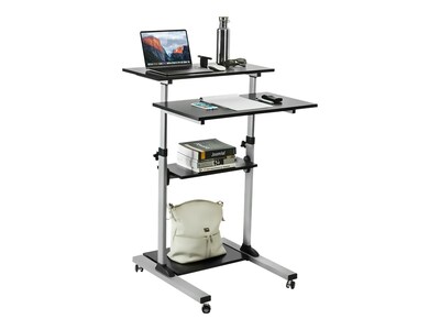 Mount-It! 27.5" W Mobile Height Adjustable Desk, Silver, Plastic/Steel (MI-7940)