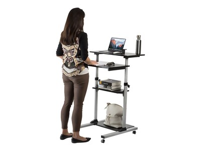 Mount-It! 27.5" W Mobile Height Adjustable Desk, Silver, Plastic/Steel (MI-7940)