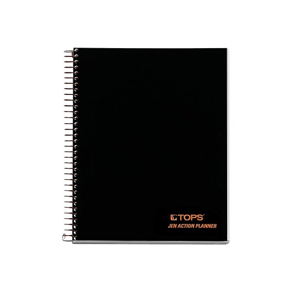 TOPS JEN Action Planner, 6-3/4 x 8-1/2, 84 Sheets, Cornell Ruled, Glossy Black (TOP 63827)