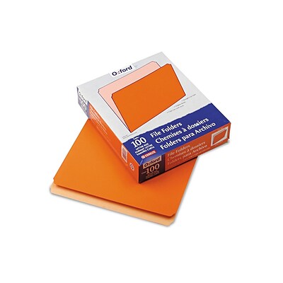 Pendaflex Two-Tone Top-Tab File Folders, Straight-Cut Tab, Letter Size, Orange, 100/Box (PFX 152 ORA)