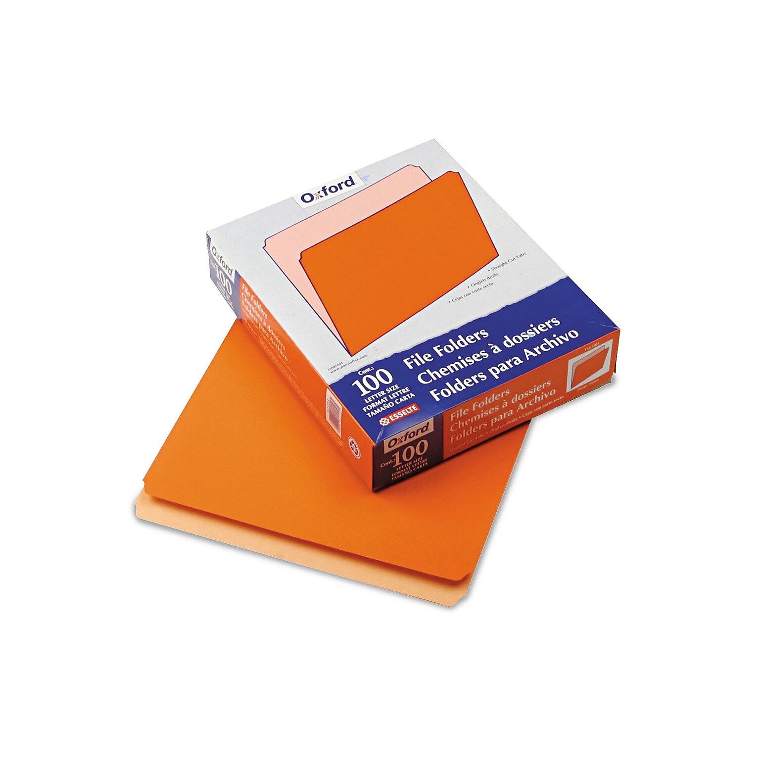 Pendaflex Two-Tone Top-Tab File Folders, Straight-Cut Tab, Letter Size, Orange, 100/Box (PFX 152 ORA)
