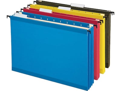 Pendaflex SureHook Hanging File Folders, 3-1/2 Expansion, Legal Size, Assorted Colors, 4/Pack (PFX