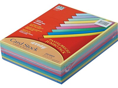 Pacon Array 65 lb. Cardstock Paper, 8.5 x 11, Assorted Colors, 250 Sheets/Pack (101195)