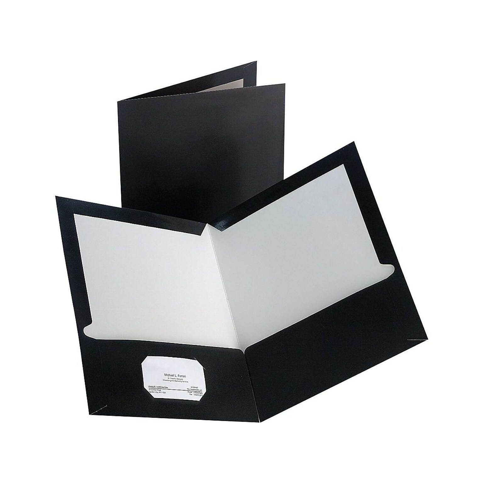 Staples Glossy 2-Pocket Paper Folder, Black, 10/Pack (13365-CC)